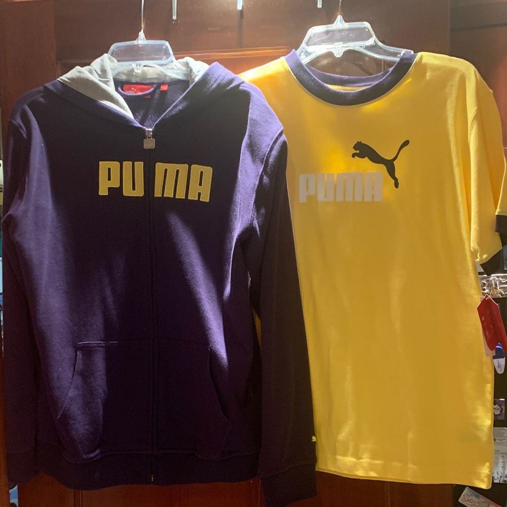 PUMA Black Hoodie and Yellow T-Shirt Set Women